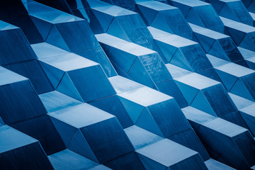 detail shot of modern architecture facade,business concepts in blue tone,shot in city of China. - Powered by Adobe