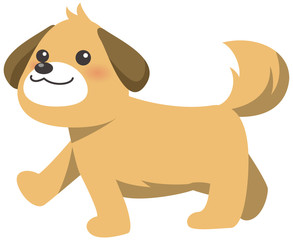 歩くかわいい茶色い犬のイメージイラスト