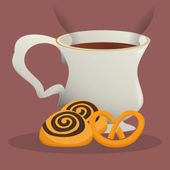 coffee cup bread dessert vector illustration eps 10