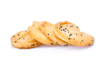 biscuit with black sesame isolated on white background