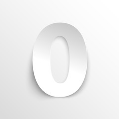 The number 0 in paper style. Vector illustration