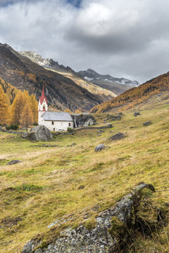 Predoi/Prettau, Aurina Valley, South Tyrol, Italy. The chapel of the Holy Spirit