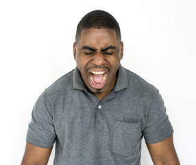 Adult Man Scream Face Expression Emotion Studio