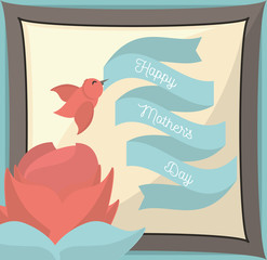 happy mothers day paper card bird flower lovely vector illustration eps 10