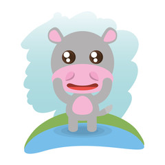 cute hippopotamus animal wildlife vector illustration eps 10