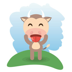 cute bull animal winking vector illustration eps 10
