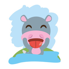 cute hippopotamus animal winking vector illustration eps 10