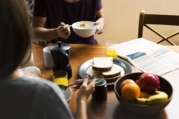 Fototapeta na wymiar Coouple Eating Morning Breakfast Togetherness