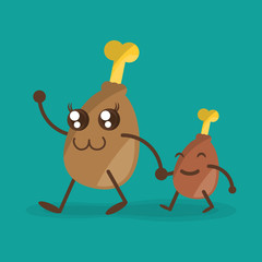 kawaii thigh chicken fun characters fast food vector illustration eps 10