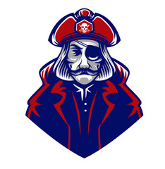 pirate halfbody mascot logo