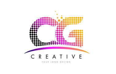 CG C G Letter Logo Design with Magenta Dots and Swoosh