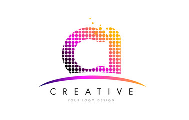 CI C I Letter Logo Design with Magenta Dots and Swoosh