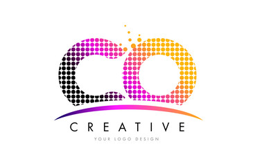 CO C O Letter Logo Design with Magenta Dots and Swoosh