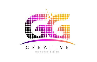 GG G G Letter Logo Design with Magenta Dots and Swoosh