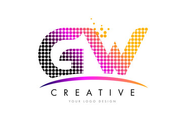 Obraz premium GW G W Letter Logo Design with Magenta Dots and Swoosh