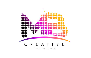 MB M B Letter Logo Design with Magenta Dots and Swoosh