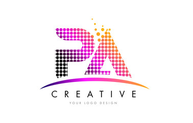 PA P A Letter Logo Design with Magenta Dots and Swoosh