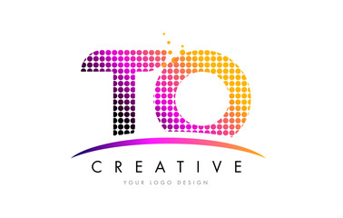 TO T O Letter Logo Design with Magenta Dots and Swoosh