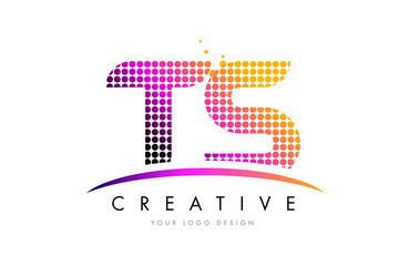 TS T S Letter Logo Design with Magenta Dots and Swoosh