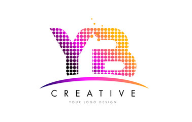 YB Y B Letter Logo Design with Magenta Dots and Swoosh