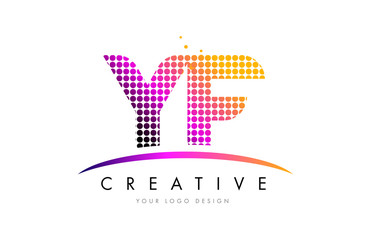YF Y F Letter Logo Design with Magenta Dots and Swoosh