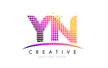 YN Y N Letter Logo Design with Magenta Dots and Swoosh