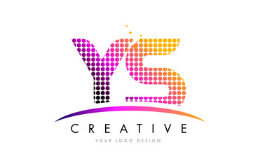YS Y S Letter Logo Design with Magenta Dots and Swoosh