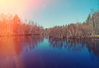 Spring flooding on the river