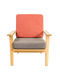 Orange modern chair isolated on white background