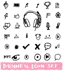 business doodle icon set