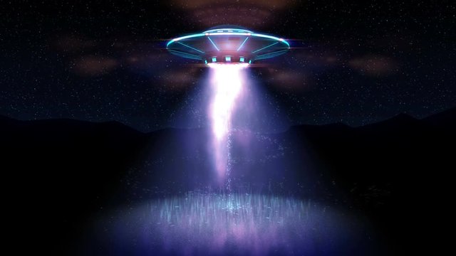 Highly detailed huge spaceship approaching to the Earth to steal humans. 4k animation