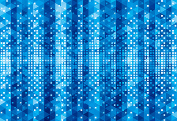 Blue pixels geometric glowing abstract background. 