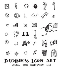 Hand drawn business icon set eps10