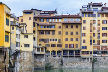 Old houses on the banks of the river Arno in Florence