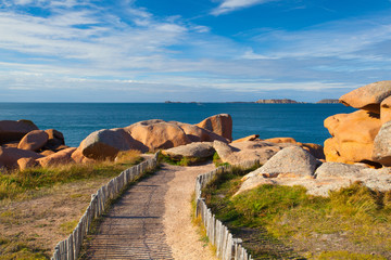 Pink Granite Coast in Brittany , France.