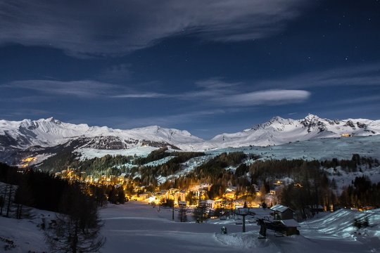 Ski area of Madesimo during night