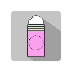 Roll-on deodorant for body hygiene. Flat icon.