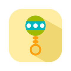 Rattle. Flat color icon things for the newborn baby. Vector illustration