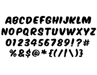 Handwritten style modern font.