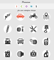 car shop icon set