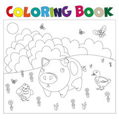 Farm animals for coloring book