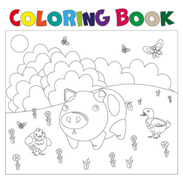 Farm animals for coloring book