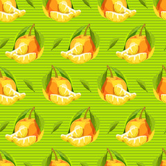 Seamless pattern with hand drawn mandarins
