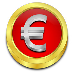 Button with Euro sign - 3D illustration