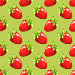Seamless pattern with a hand drawn strawberry