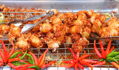 Thai sausages traditional thai street food