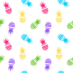 colorful striped pineapples seamless vector pattern background illustration

