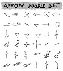 Vector hand drawn arrows set isolated on white sketch