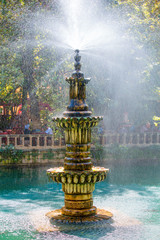 Fountain in Urfa Holy lake Park. Holy Lake Park is one of the best-known of Urfa city's