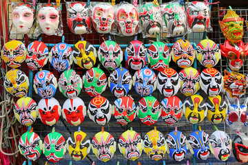  "Sor Kor" Mask chinese Decorations show at Maturi Road in Chinatown district during the Chinese New Year celebrations  in Nakhonsawan, Thailand